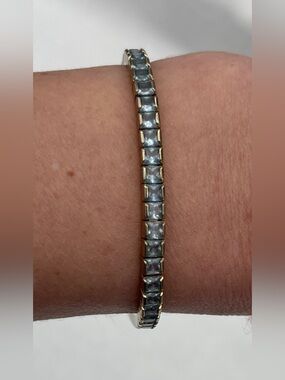 henri bendel Tennis Gold-Tone Bracelet with Light Blue Stones